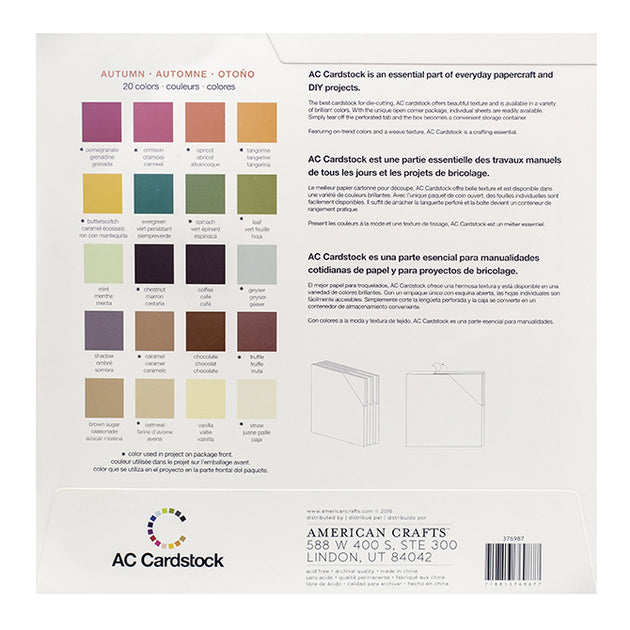 American Crafts Variety Cardstock Pack 12x12 60-pkg-autumn