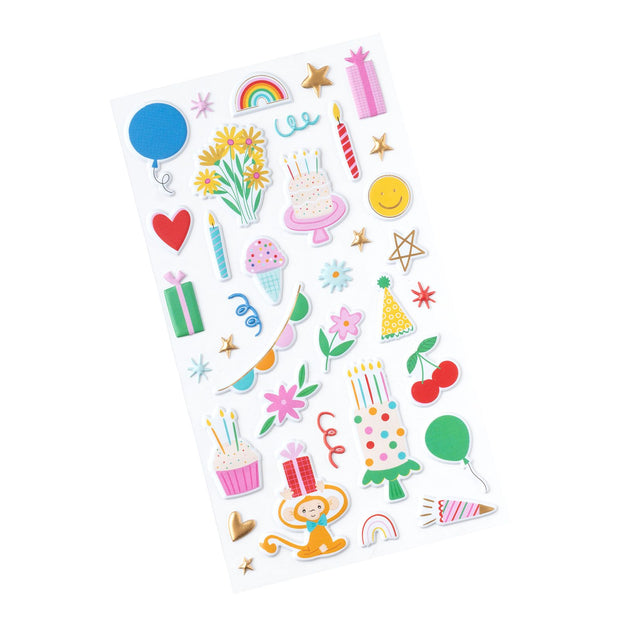 Pebbles Inc Birthday All The Cake Puffy Stickers (36 Piece)