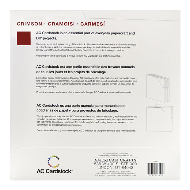 American Crafts Cardstock Crimson Pack 12"X12" 60/Pkg