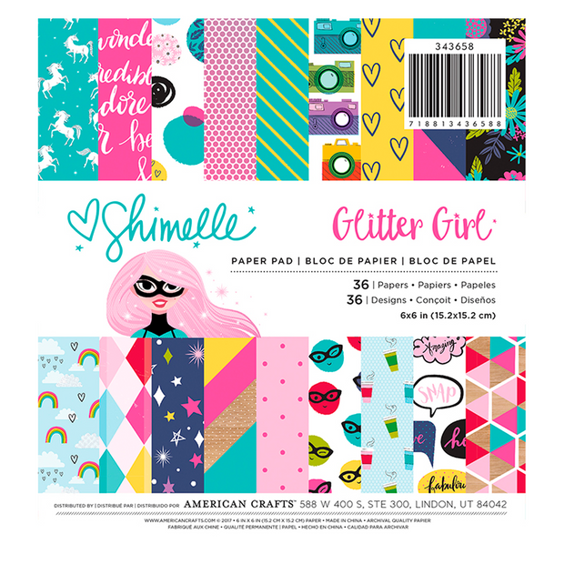 Shimelle Paper Pad 6"X6" Glitter Girl Pack