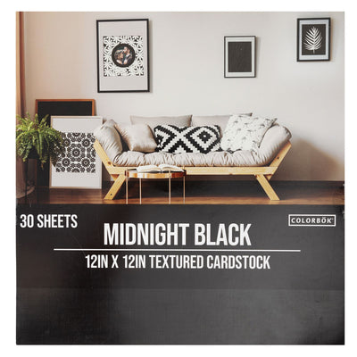 Colorbök 12x12 Textured Cardstock Midnight Black (30 Sheets)