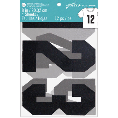 Jolee's Iron On Numbers Glitter Black 8 Inches (12 Piece)
