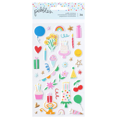 Pebbles Inc Birthday All The Cake Puffy Stickers (36 Piece)