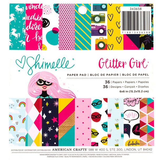 Shimelle Paper Pad 6"X6" Glitter Girl Pack