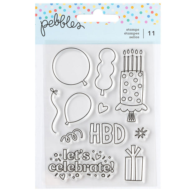 Pebbles Inc Birthday All The Cake Puffy Mini Stamp Set (11 Piece)