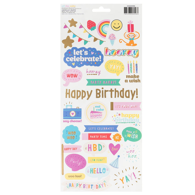 Pebbles Inc Birthday All The Cake Gold Foil (78 Piece)