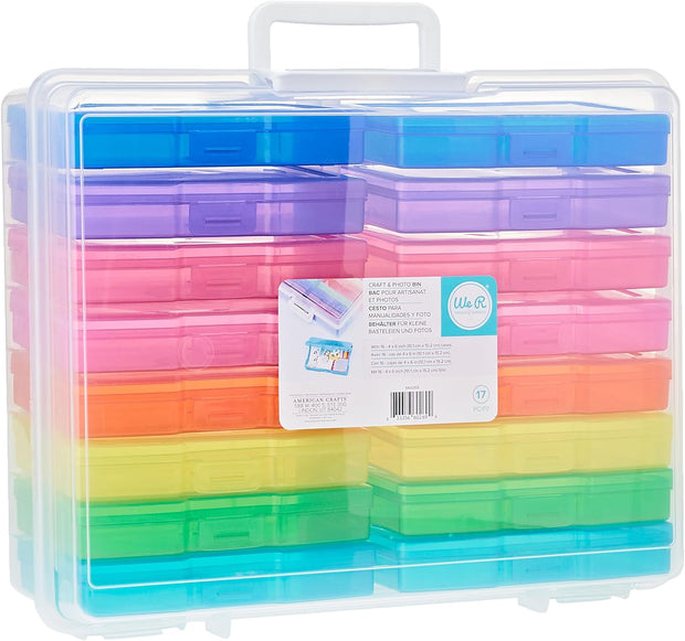 We R Craft & Photo Translucent Plastic Storage 15"X12"X5", W/16 Mini Cases