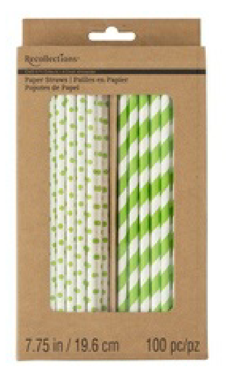 AC Printed Paper Straws Green (100 pc)