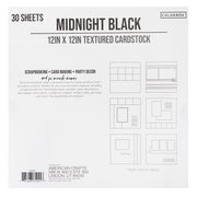 Colorbök 12x12 Textured Cardstock Midnight Black (30 Sheets)