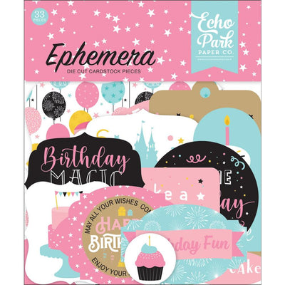 Echo Park Cardstock Ephemera 33/Pkg Icons, Magical Birthday Girl
