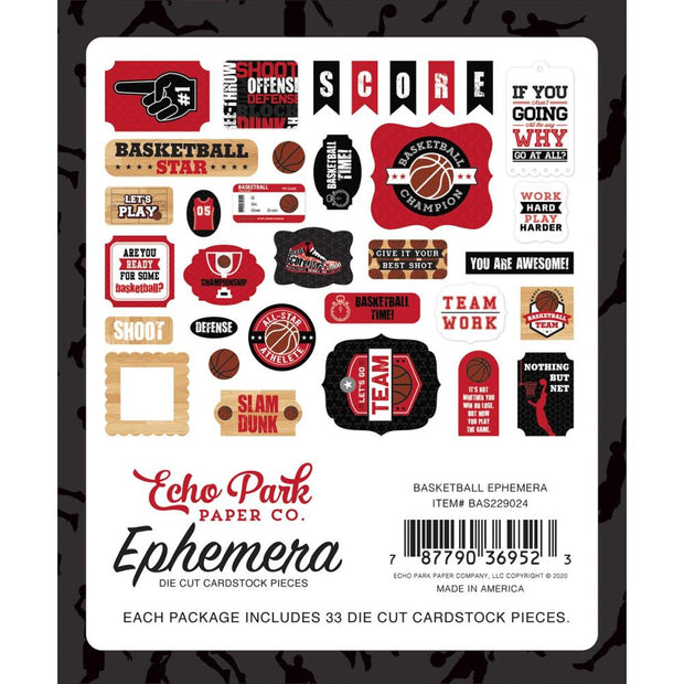Echo Park Cardstock Ephemera 33/Pkg Icons, Basketball