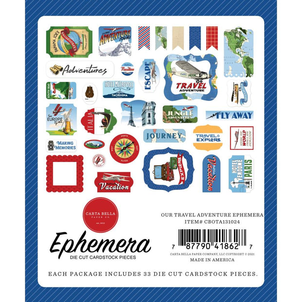 Carta Bella Cardstock Ephemera 33/Pkg Icons, Our Travel Adventure