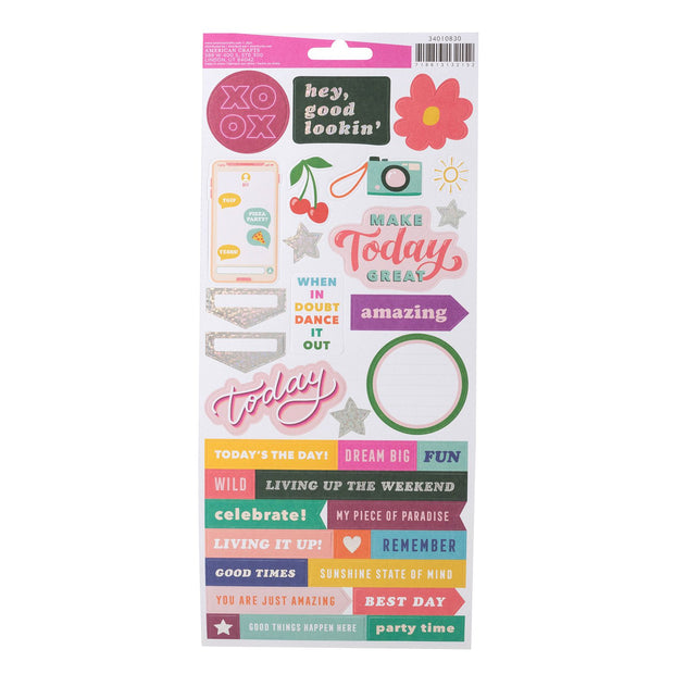 Damask Love Life's a Party 6x12 Sticker Sheet Disco Holographic Foil (68 Piece)