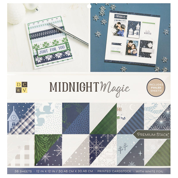 DCWV 12x12 Double Sided Stack Pack Midnight Magic Foil 36 Sheets