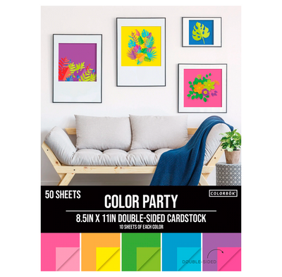 Colorbök 8.5x11 Cardstock Color Party Doble Sided (50 Sheets)