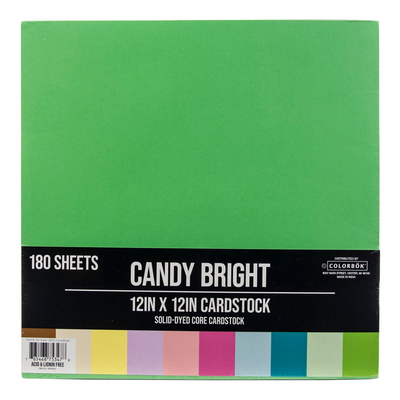 Cardstock Assortment 12"X12" 180/Pkg Candy Bright