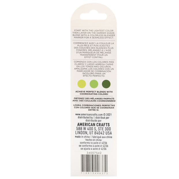 American Crafts Sketch Markers Dual Tip Chisel & Fine Point Frosted Sage (3 Piece)