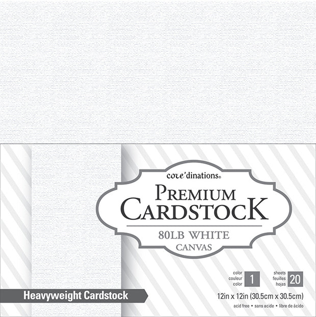Core'dinations Texture Cardstock White Canvas 80 Lbs (20 Sheets)