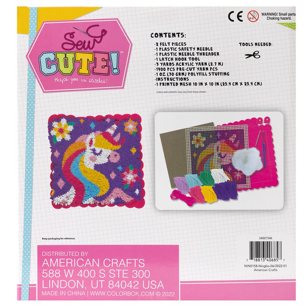 Sew Cute! Felt Pillow Kit Unicorn Latch Hook