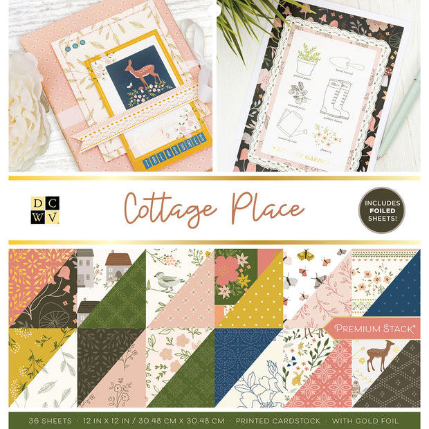 DCWV Cottage Place 12x12 Double Sided Gold Foil (36 Sheets)
