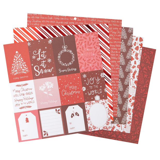DCWV 12x12 Double Sided Stack Pack Holiday Cheer Gold Foil 36 Sheets