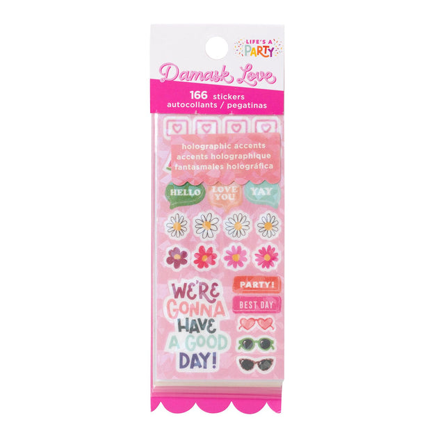 Damask Love Life's a Party Mini Sticker Book Transparent Holographic (8 Sheets)