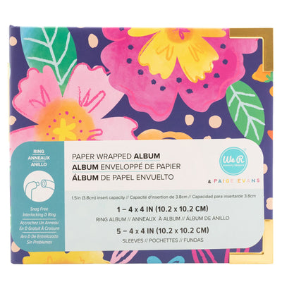 We R Paper Wrapped D-Ring Album 4"X4" Floral By Paige Evans