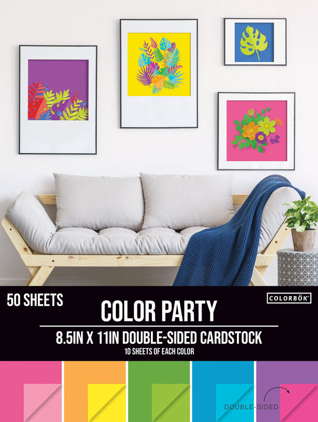 Colorbök 8.5x11 Cardstock Color Party Doble Sided (50 Sheets)