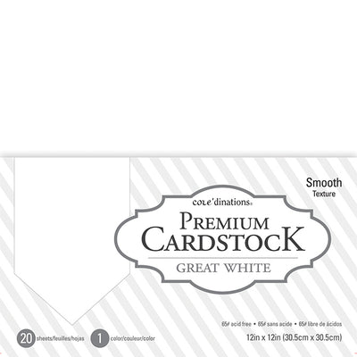 Core'dinations Smooth Cardstock Value Pack 12x12 Great White (20 Sheets)