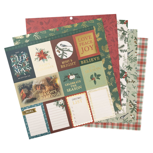 DCWV 12x12 Double Sided Stack Pack Festive Holiday Gold Foil 36 Sheets