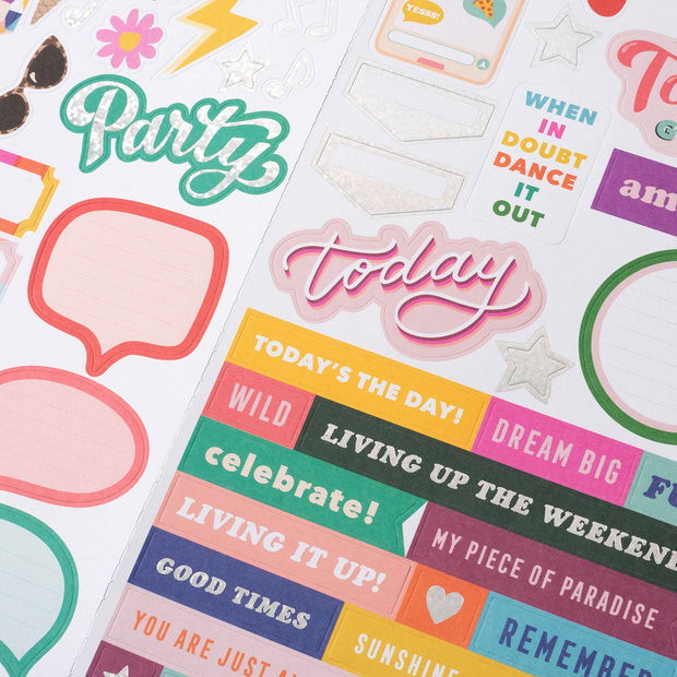 Damask Love Life's a Party 6x12 Sticker Sheet Disco Holographic Foil (68 Piece)