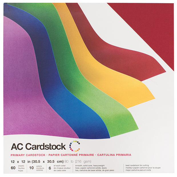 American Crafts Variety Cardstock Pack 12"X12" 60/Pkg Smooth Primaries