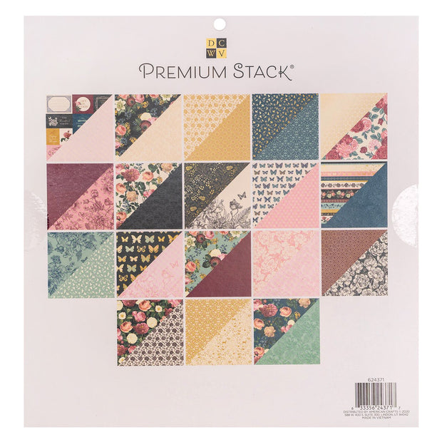 DCWV Double-Sided Cardstock Stack 12"X12" 36/Pkg Floral Couture, W/Gold Foil