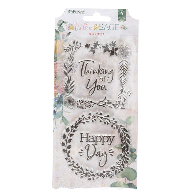 Bo Bunny Willow & Sage Acrylic Stamps (4 Piece)