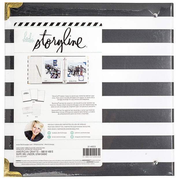 Heidi Swapp Storyline Album 8x11 Black Stripe (44 Piece)