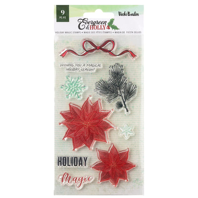 AC Vicki Boutin Evergreen Holly Acrylic Clear Stamps (12 pieces)
