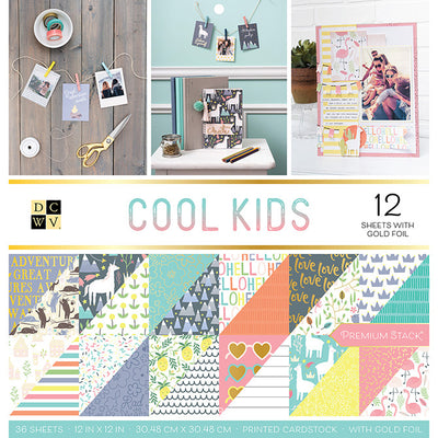 DCWV Premium Cardstock Stack 12"X12" 36/Pkg Cool Kids