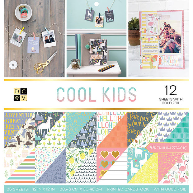 DCWV Premium Cardstock Stack 12"X12" 36/Pkg Cool Kids