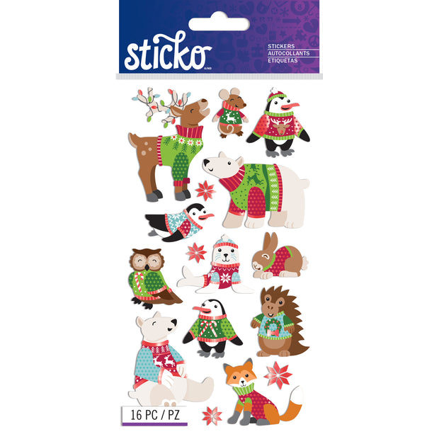 Sticko Stickers Holiday Sweater Animals (16 Piece)