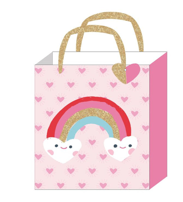American Crafts Rainbow Gold Gift Bag Large 10" X 12" X 5"