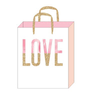American Crafts Love Gold Glitter Gift Bag 10" X 12" X 5"