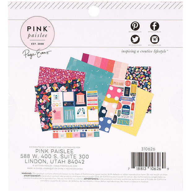 Pink Paislee Pick Me Up 6x6 Paper Pad Gold Foil (36 Sheets)