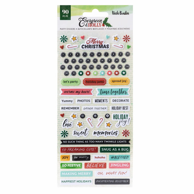 AC Vicki Boutin Evergreen Holly Puffy Stickers (90 Piece)