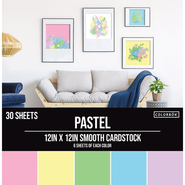 Colorbök 78lb Smooth Cardstock 12"X12" 30/Pkg Pastel, 5 Colors/6 Each