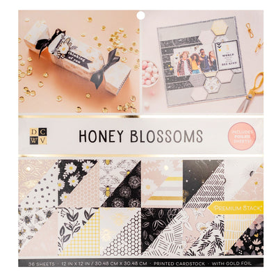 DCWV Double-Sided Cardstock Stack 12"X12" 36/Pkg Honey Blossoms, W/Gold Foil