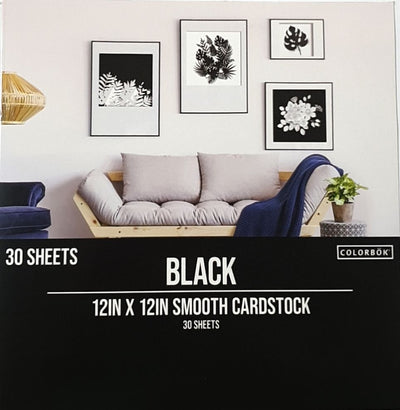 Colorbök 78lb Smooth Cardstock 12"X12" 30/Pkg Black