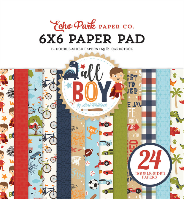 Echo Park Double-Sided Paper Pad 6"X6" 24/Pkg All Boy, 12 Designs/2 Each