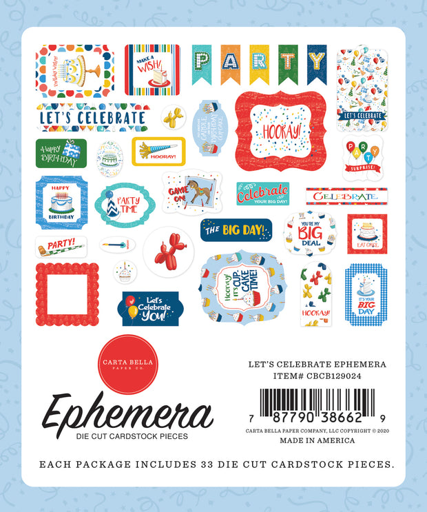 Carta Bella Cardstock Ephemera 33/Pkg Icons, Let's Celebrate