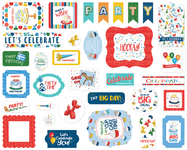 Carta Bella Cardstock Ephemera 33/Pkg Icons, Let's Celebrate