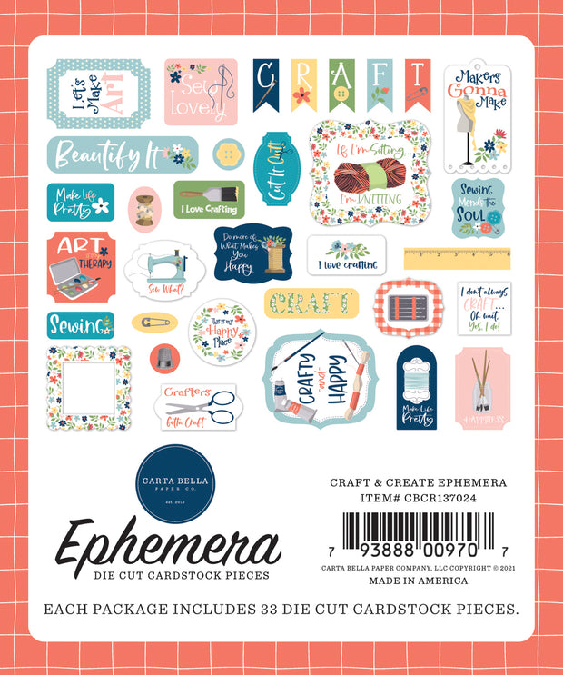 Carta Bella Cardstock Ephemera 33/Pkg Icons, Craft & Create